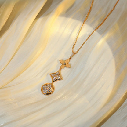 [ORA]STAR AND SUN DIAMOND PINK GOLD NECKLACE