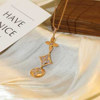 [ORA]STAR AND SUN DIAMOND PINK GOLD NECKLACE