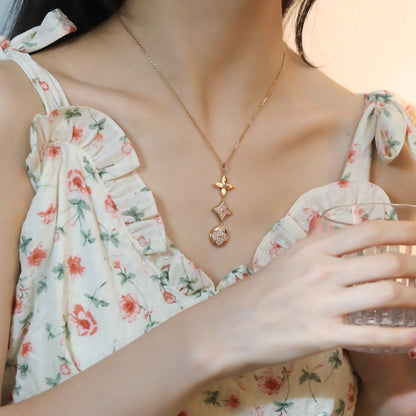 [ORA]STAR AND SUN DIAMOND PINK GOLD NECKLACE