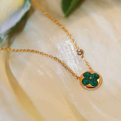 [ORA]SUN PEDANT PINK GOLD 1 DIAMOND NECKLACE