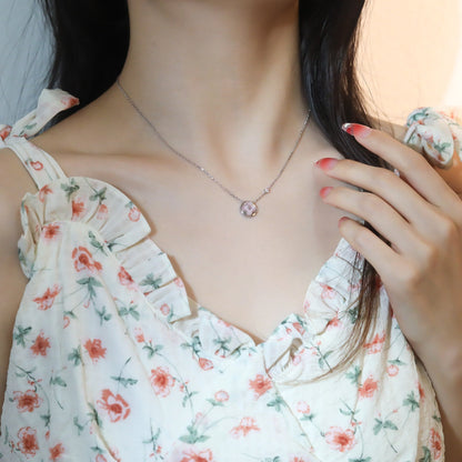 [ORA]SUN PEDANT PINK GOLD 1 DIAMOND NECKLACE