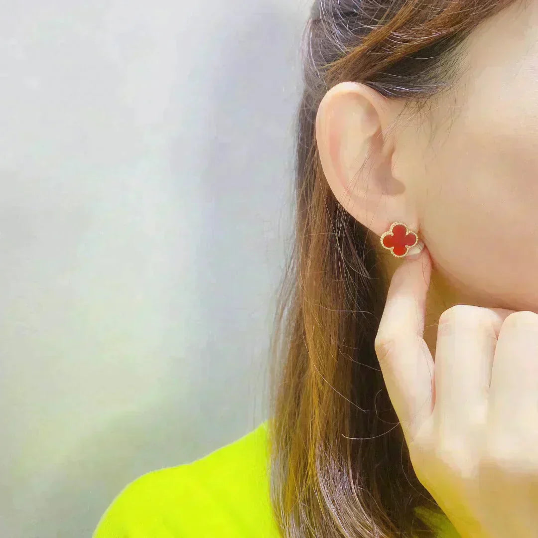 [ORA]CLOVER MEDIUM 1 MOTIFS CARNELIAN  EARRINGS
