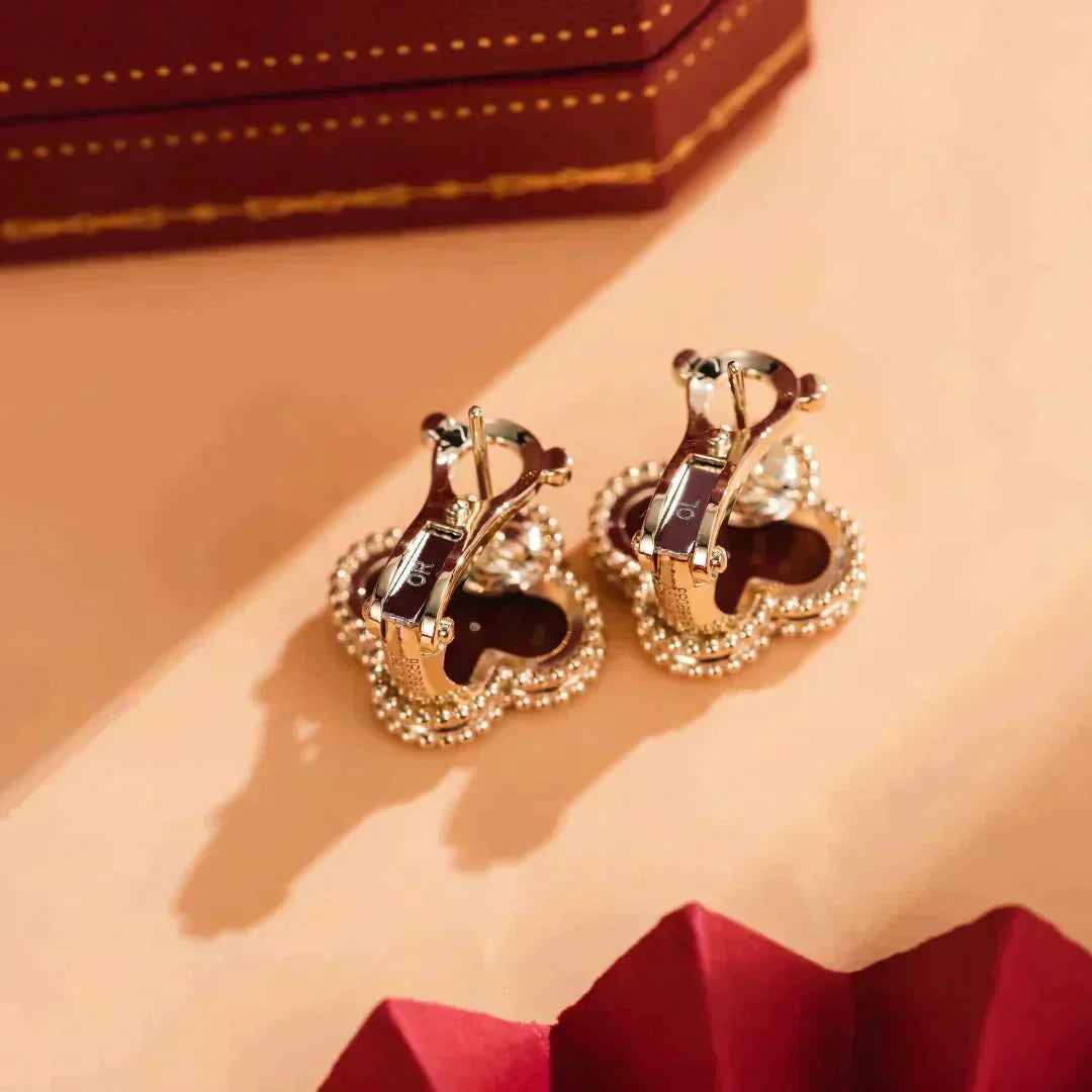 [ORA]CLOVER MEDIUM 1 MOTIFS CARNELIAN  EARRINGS