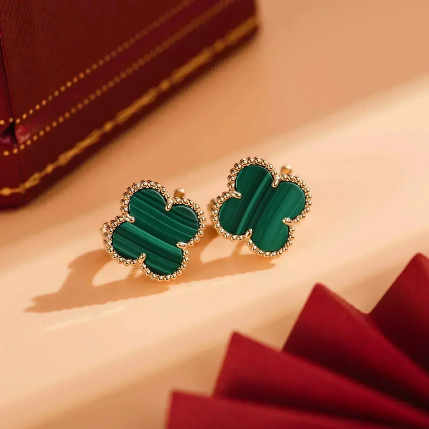 [ORA]CLOVER MEDIUM 1 MOTIFS MALACHITE  EARRINGS