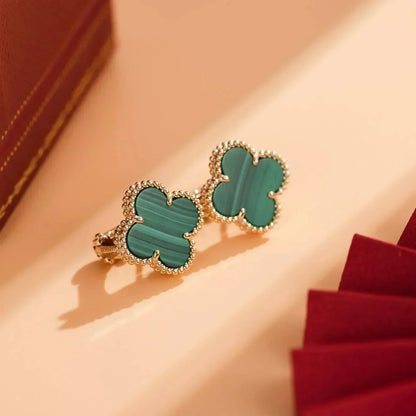 [ORA]CLOVER MEDIUM 1 MOTIFS MALACHITE  EARRINGS