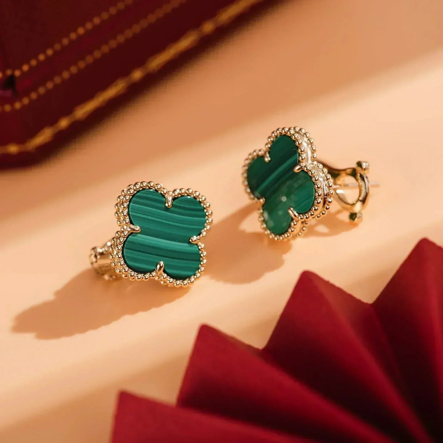 [ORA]CLOVER MEDIUM 1 MOTIFS MALACHITE  EARRINGS