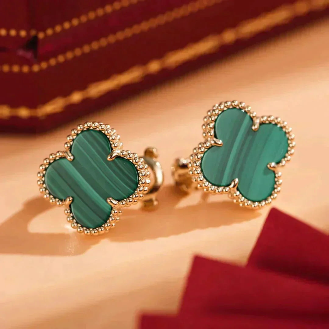 [ORA]CLOVER MEDIUM 1 MOTIFS MALACHITE  EARRINGS
