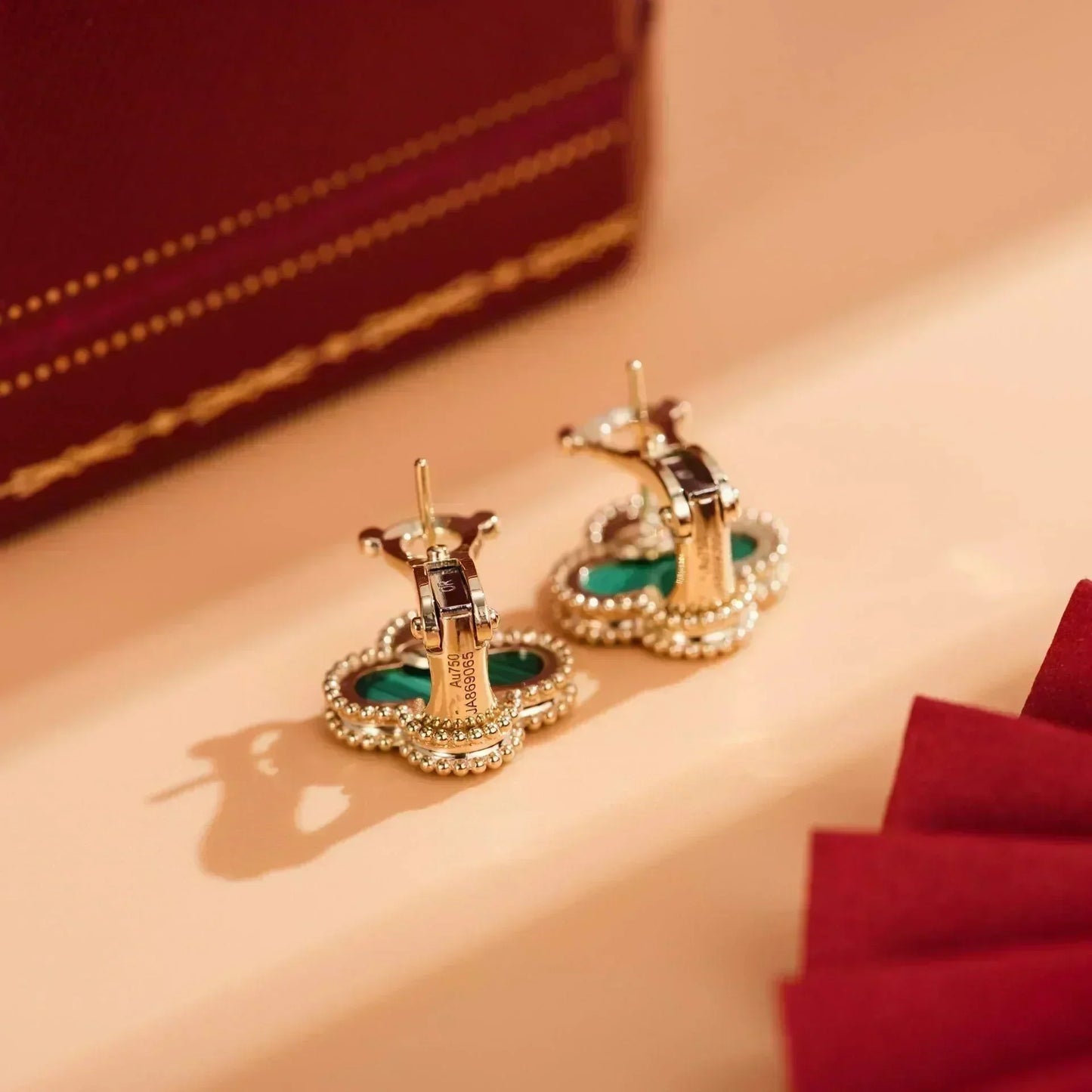 [ORA]CLOVER MEDIUM 1 MOTIFS MALACHITE  EARRINGS