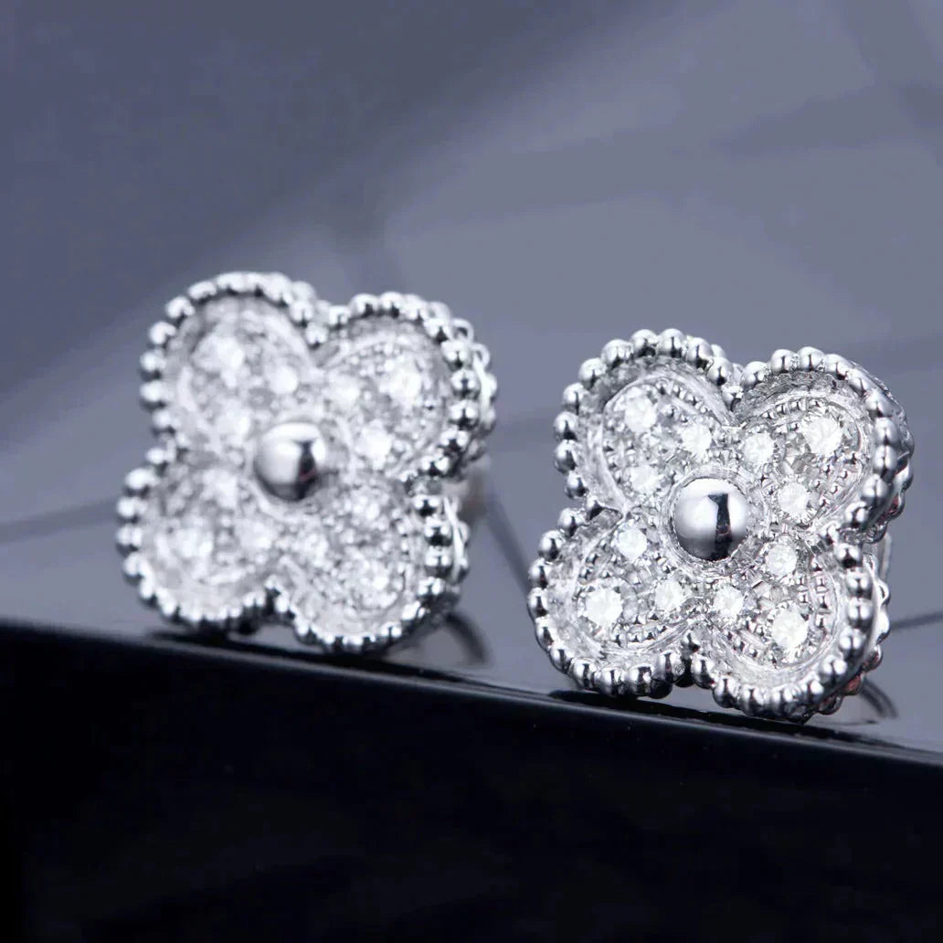 [ORA]CLOVER 1 MOTIFS DIAMOND STUD EARRINGS SILVER