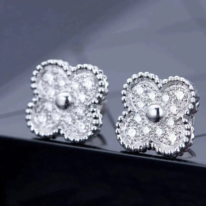 [ORA]CLOVER 1 MOTIFS DIAMOND STUD EARRINGS SILVER