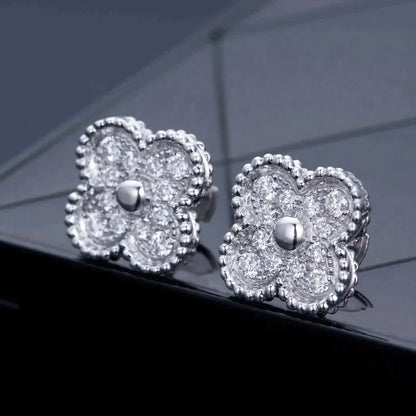 [ORA]CLOVER 1 MOTIFS DIAMOND STUD EARRINGS SILVER