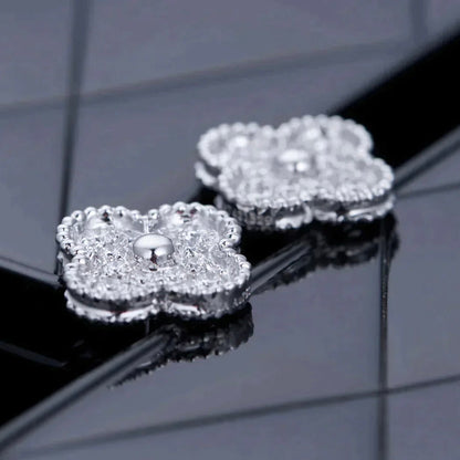 [ORA]CLOVER 1 MOTIFS DIAMOND STUD EARRINGS SILVER