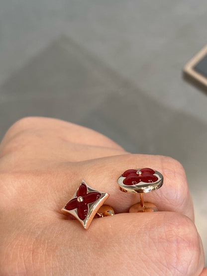 [ORA]STAR AND SUN PINK GOLD CARNELIAN STUD EARRINGS