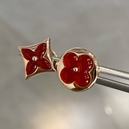 [ORA]STAR AND SUN PINK GOLD CARNELIAN STUD EARRINGS