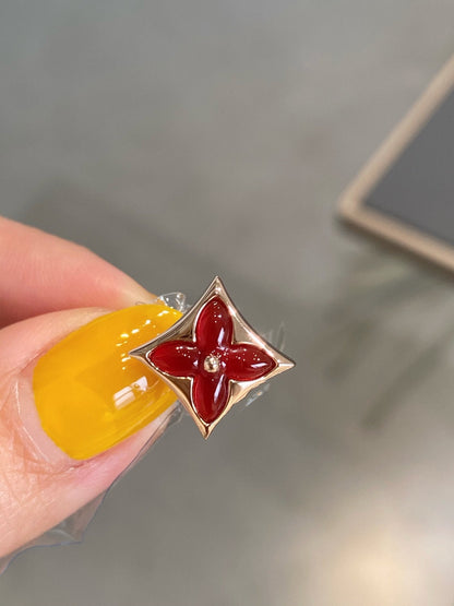 [ORA]STAR AND SUN PINK GOLD CARNELIAN STUD EARRINGS