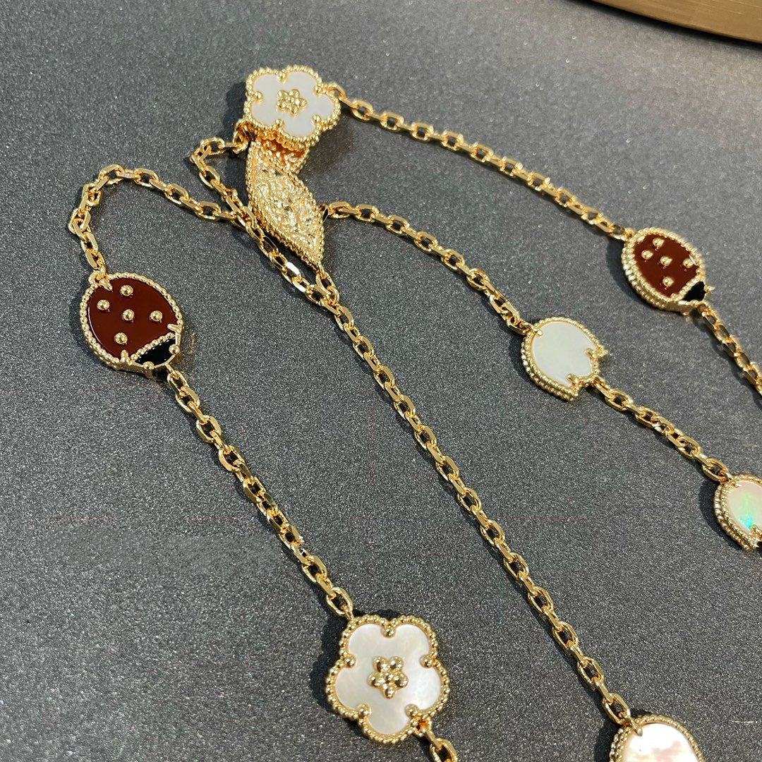 [ORA]LUCKY SPRING 15 MOTIFS GOLD NECKLACE