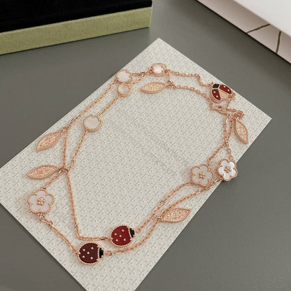 [ORA]LUCKY SPRING 15 MOTIFS ROSE GOLD NECKLACE
