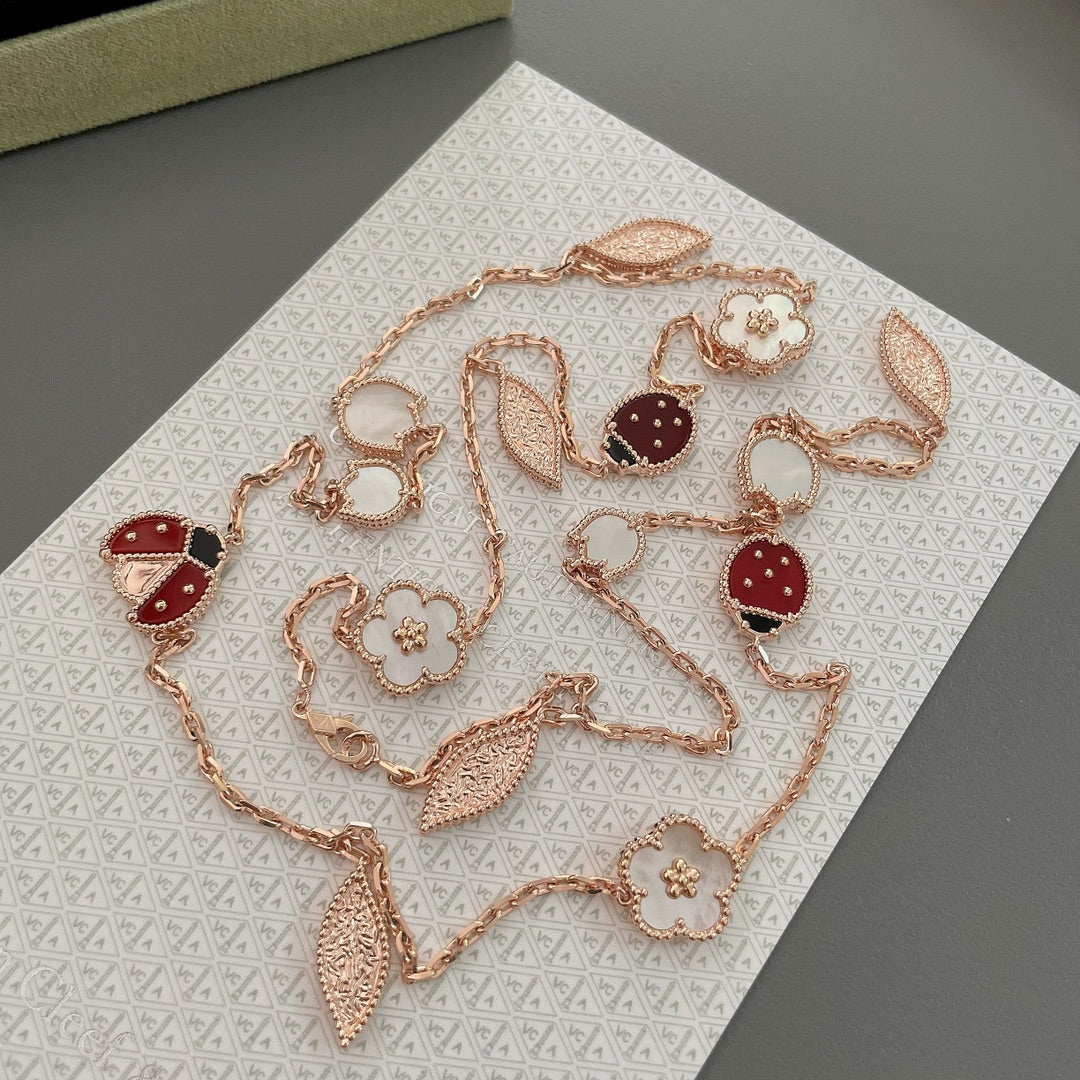 [ORA]LUCKY SPRING 15 MOTIFS ROSE GOLD NECKLACE