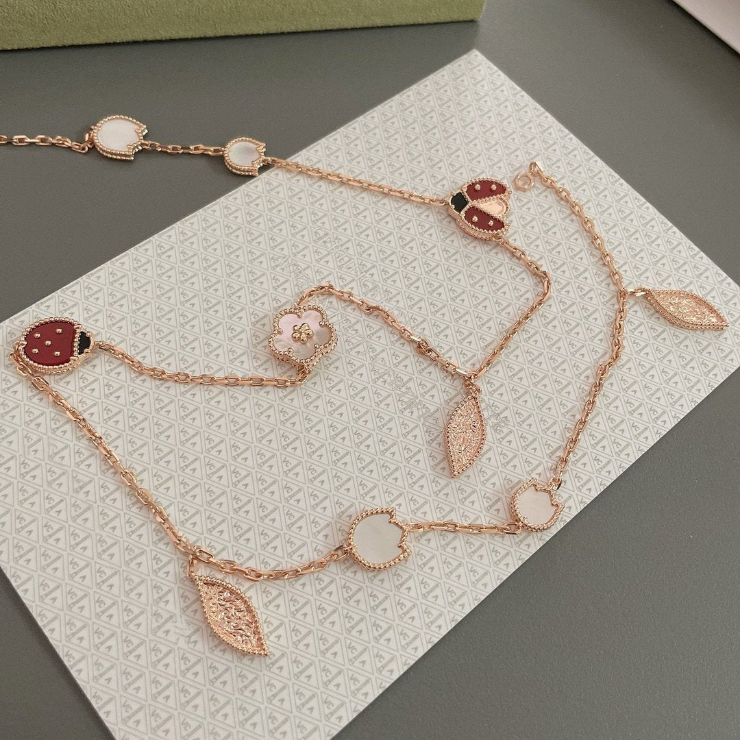 [ORA]LUCKY SPRING 15 MOTIFS ROSE GOLD NECKLACE