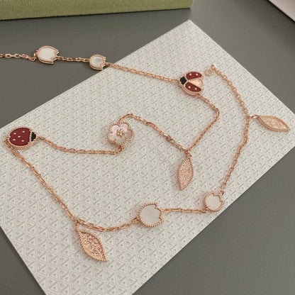 [ORA]LUCKY SPRING 15 MOTIFS ROSE GOLD NECKLACE