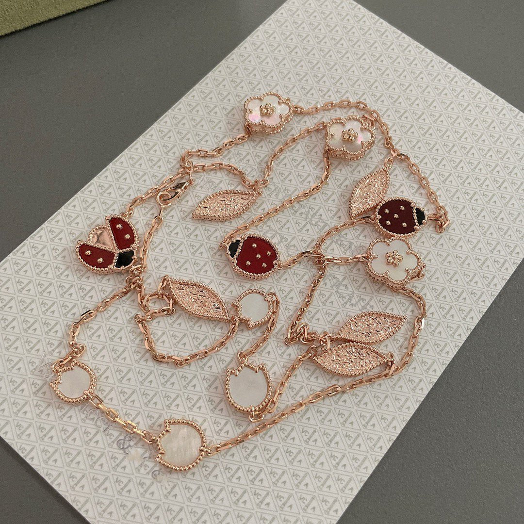 [ORA]LUCKY SPRING 15 MOTIFS ROSE GOLD NECKLACE