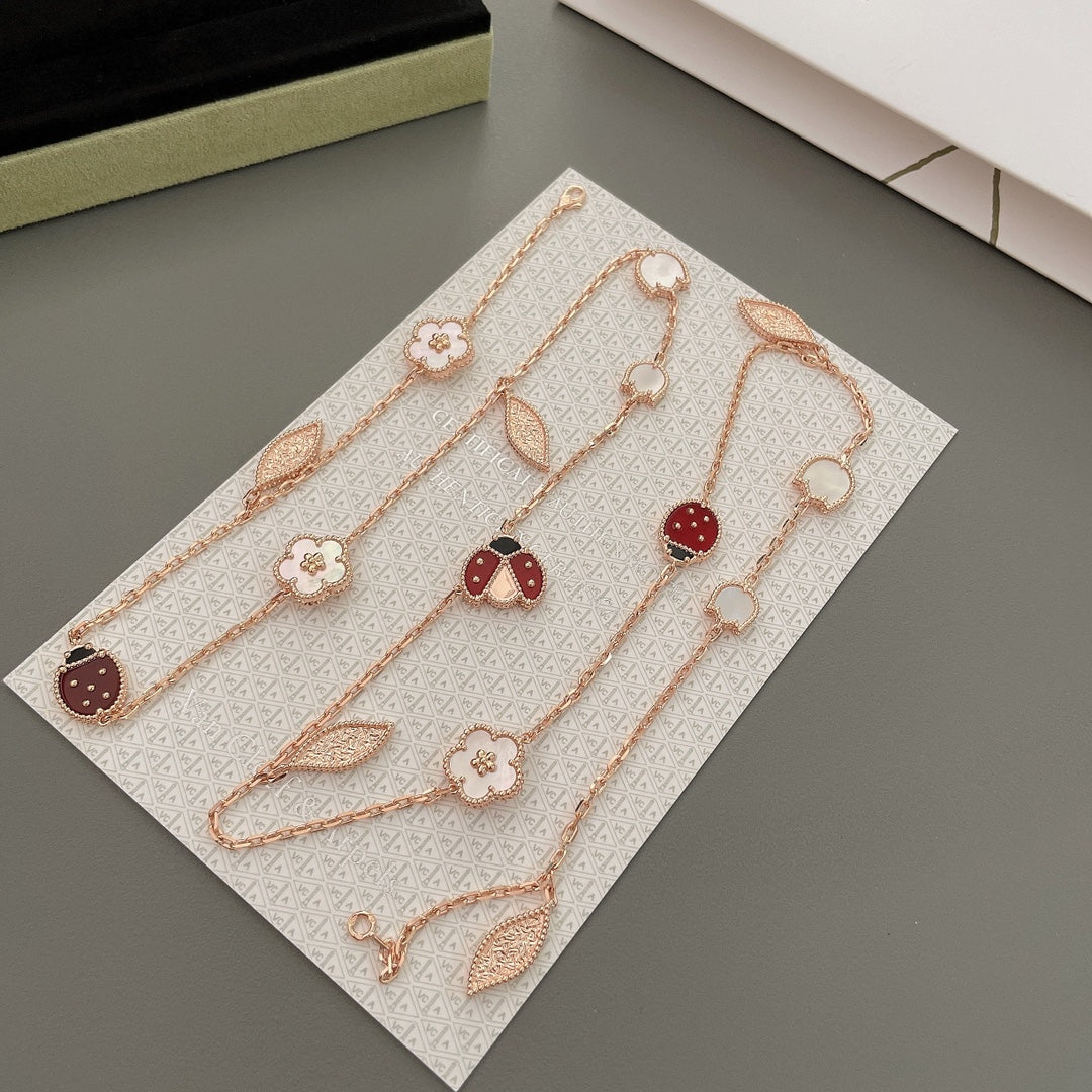 [ORA]LUCKY SPRING 15 MOTIFS ROSE GOLD NECKLACE