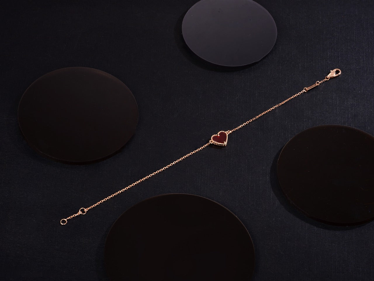 [ORA]HEART CARNELIAN PINK GOLD BRACELET