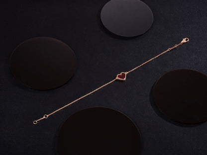 [ORA]HEART CARNELIAN PINK GOLD BRACELET