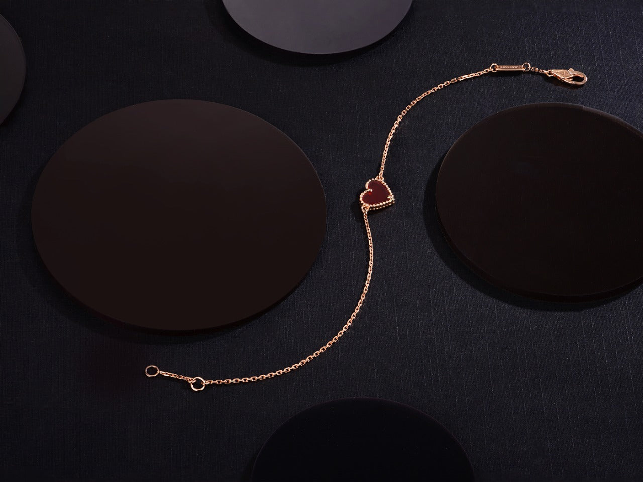 [ORA]HEART CARNELIAN PINK GOLD BRACELET