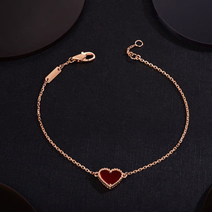 [ORA]HEART CARNELIAN PINK GOLD BRACELET