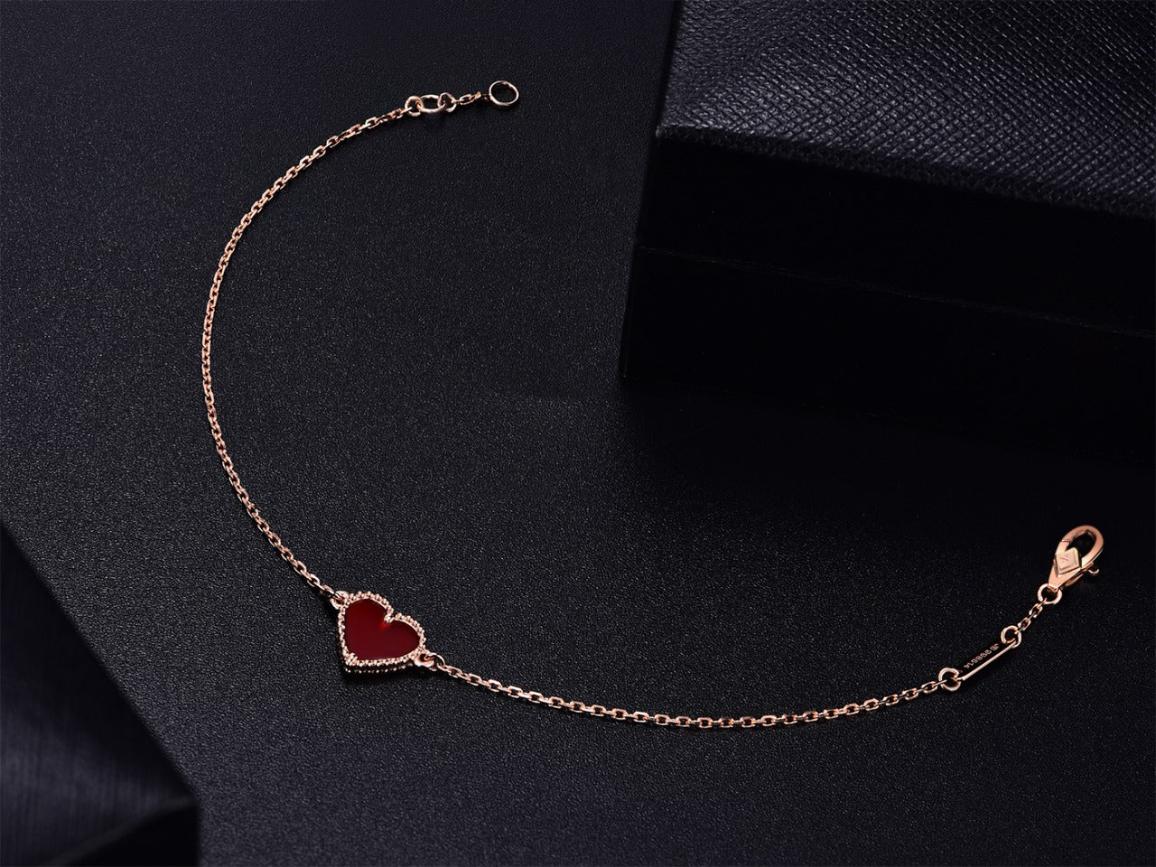 [ORA]HEART CARNELIAN PINK GOLD BRACELET