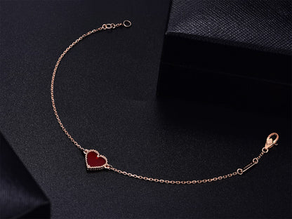 [ORA]HEART CARNELIAN PINK GOLD BRACELET