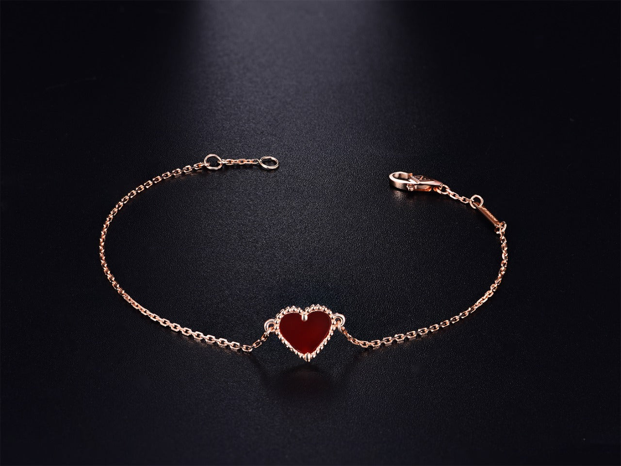 [ORA]HEART CARNELIAN PINK GOLD BRACELET