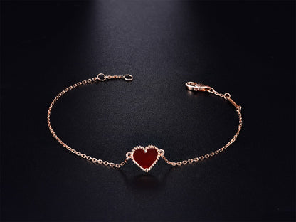 [ORA]HEART CARNELIAN PINK GOLD BRACELET