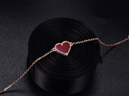 [ORA]HEART CARNELIAN PINK GOLD BRACELET