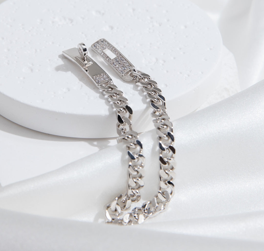 [ORA]KELLY CHAIN SILVER DIAMOND BRACELET