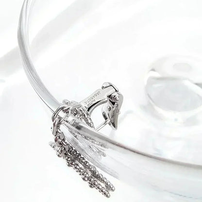 [ORA]CLOVER 2 MOTIFS  DIAMOND ONYX EARRINGS SILVER