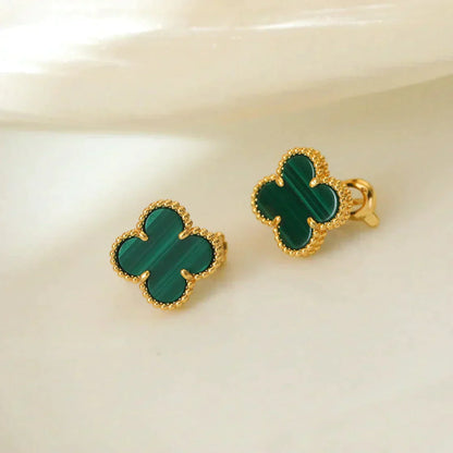 [ORA]CLOVER MEDIUM 1 MOTIFS MALACHITE  EARRINGS