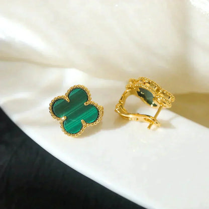 [ORA]CLOVER MEDIUM 1 MOTIFS MALACHITE  EARRINGS