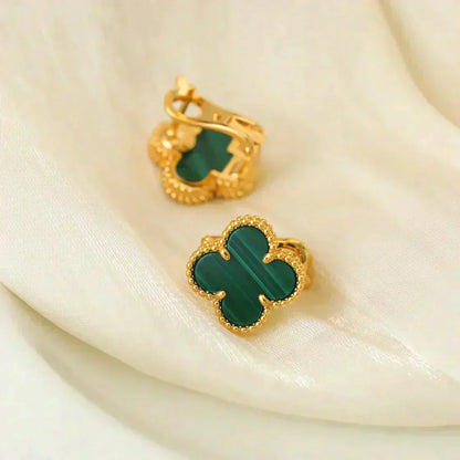 [ORA]CLOVER MEDIUM 1 MOTIFS MALACHITE  EARRINGS