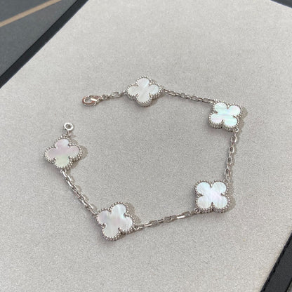 [ORA]CLOVER WHITE PEARL MOP 5 MOTIF BRACELET COLLECTION