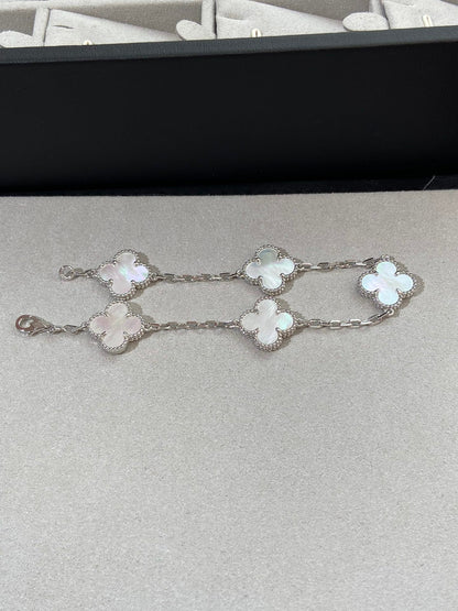 [ORA]CLOVER WHITE PEARL MOP 5 MOTIF BRACELET COLLECTION