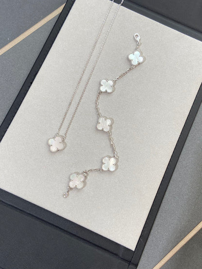 [ORA]CLOVER WHITE PEARL MOP 5 MOTIF BRACELET COLLECTION