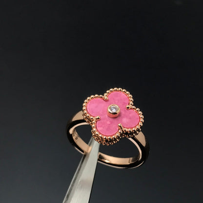 [ORA]CLOVER RHODONIT ROSEGOLD RING