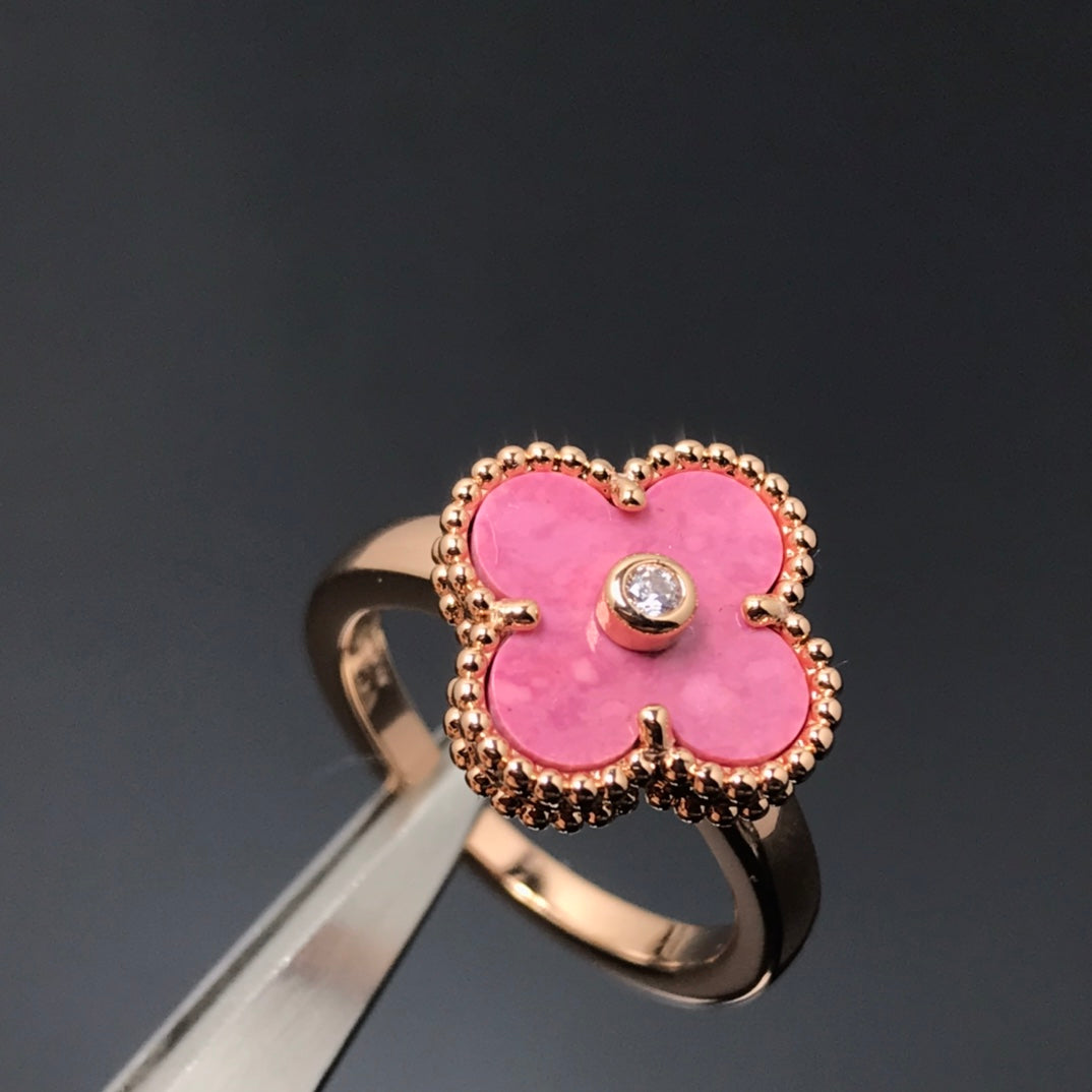 [ORA]CLOVER RHODONIT ROSEGOLD RING