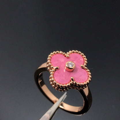 [ORA]CLOVER RHODONIT ROSEGOLD RING
