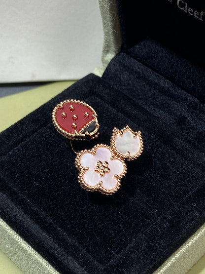 [ORA]LUCKY 3 MOTIF ROSE GOLD RING