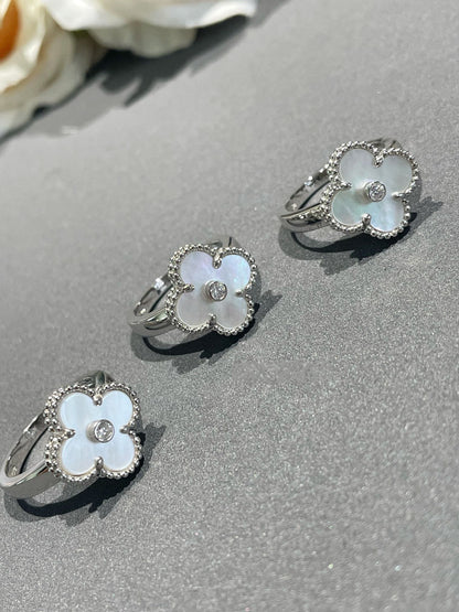 [ORA]CLOVER SILVER MOP DIAMOND RING