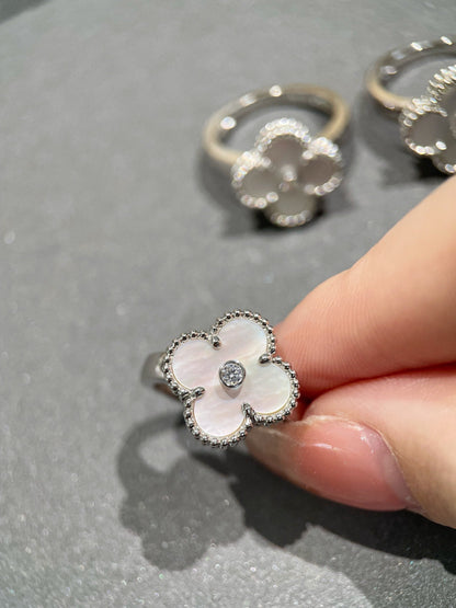 [ORA]CLOVER SILVER MOP DIAMOND RING