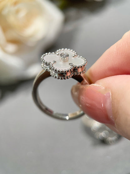 [ORA]CLOVER SILVER MOP DIAMOND RING